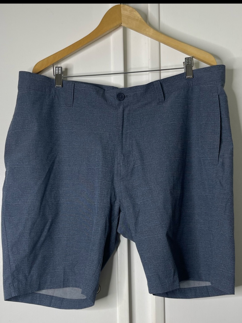 TravisMathew Beck Performance Shorts Mens 40 Blue Polyester Cotton Stretch Golf